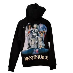 NWT Beetlejuice Movie Graphic Hoodie Mens Size Small Black Pullover Horror Goth‎